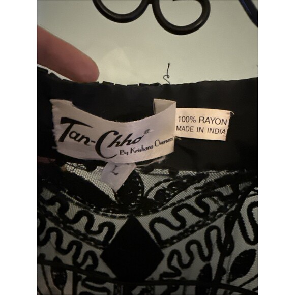 Vtg 80s Tan Chho Embroidered Sequin LnLong Duster Black Sequin 6D - Picture 4 of 7